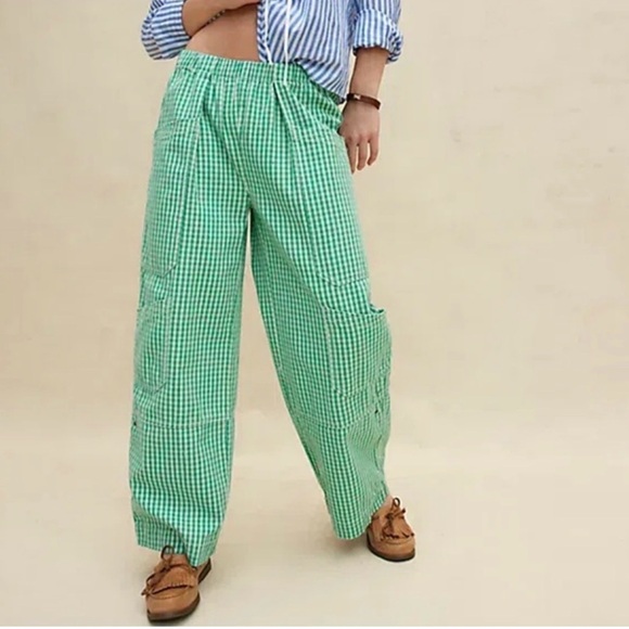 BDG Green Gingham Wide-Leg Pants - Picture 2 of 2